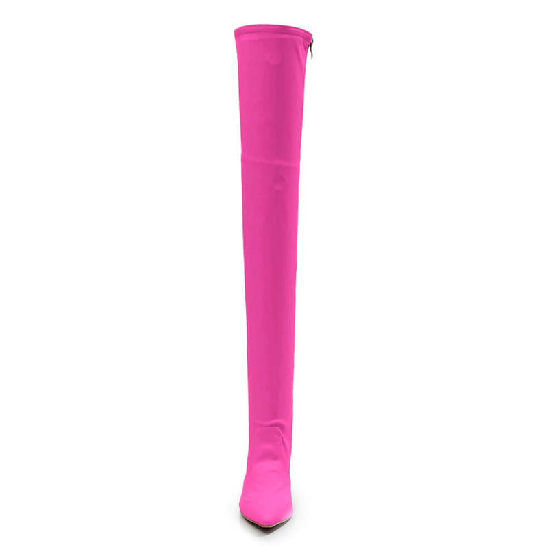 Skye Size Inclusive - Hot Pink Lycra - Street Sole - Thigh Variant One
