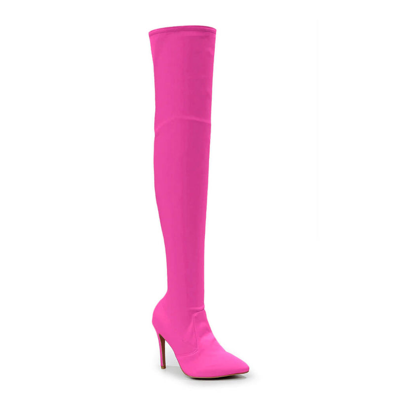 Skye Size Inclusive - Hot Pink Lycra - Street Sole - Thigh Variant Zero