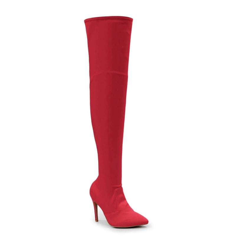 Skye Size Inclusive - Red Lycra - Street Sole - Thigh Variant One