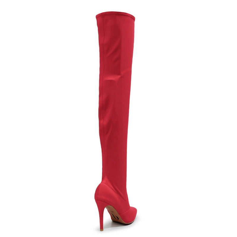 Skye Size Inclusive - Red Lycra - Street Sole - Thigh Variant One