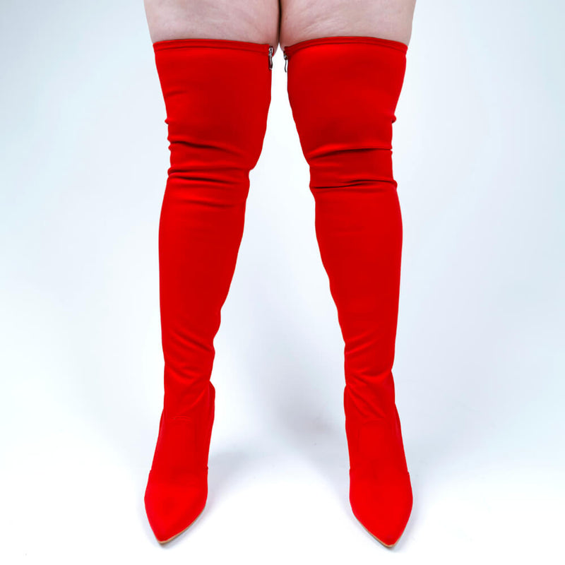 Skye Size Inclusive - Red Lycra - Street Sole - Thigh Variant Three