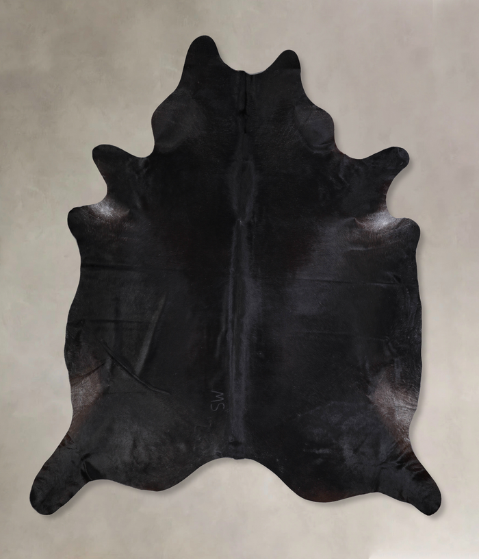 Solid Black Cowhide Rug #A33571