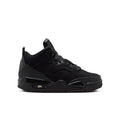 Black youth basketball shoes, low-top design with lace-up closure