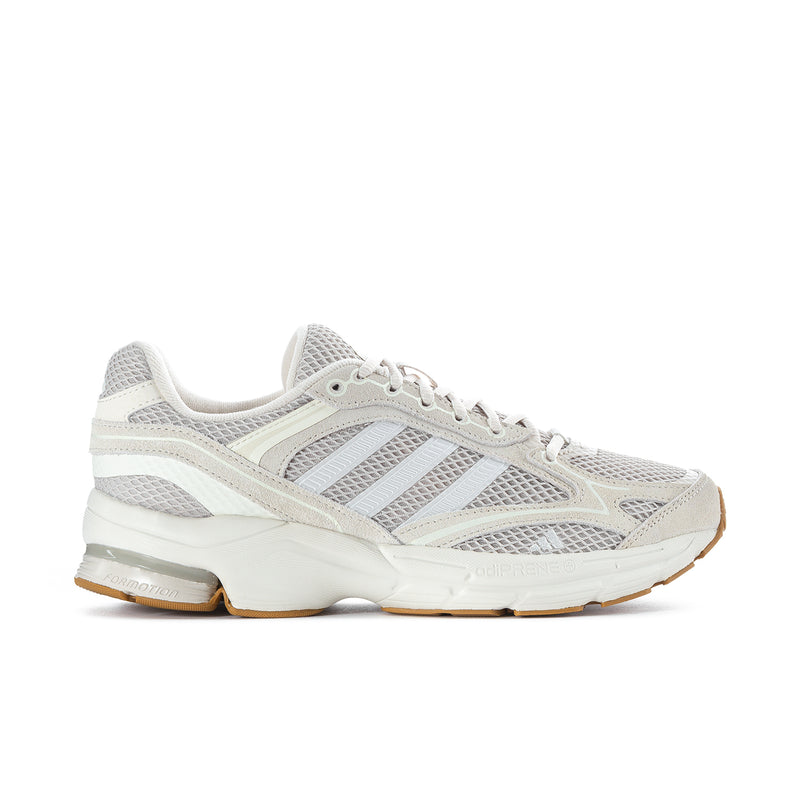 Women's sneakers in white and light gray, lace-up with mesh panels and cushioned sole