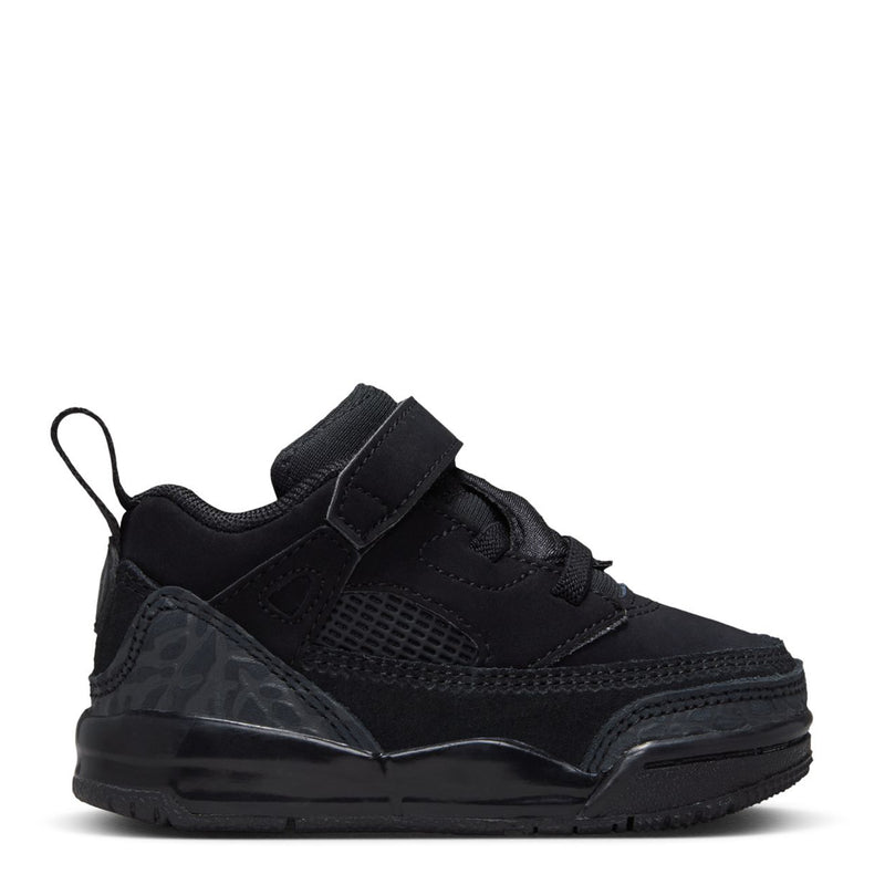 Black toddler low-top sneakers with hook-and-loop strap and lace-up design