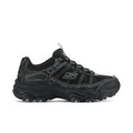 Men's black athletic sneakers with chunky trail sole and lace-up closure