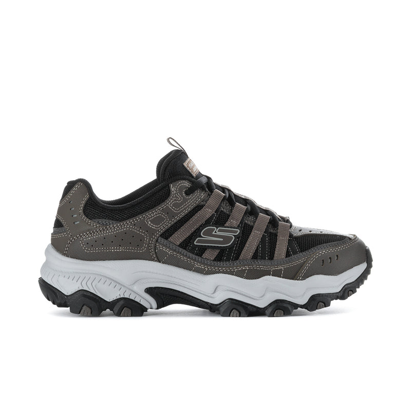 Men's wide athletic sneaker in brown and black, lace-up design with chunky rubber sole
