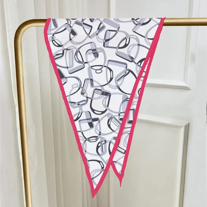 Stirrups Gray Silk Diamond Scarf