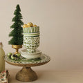 Stoneware Footed Bowl with Holiday Patterns
