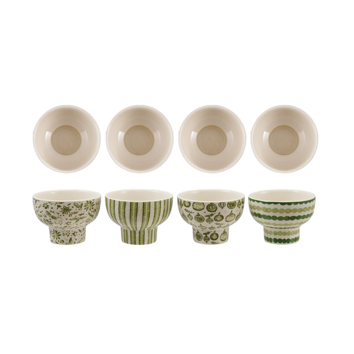 Stoneware Footed Bowl with Holiday Patterns