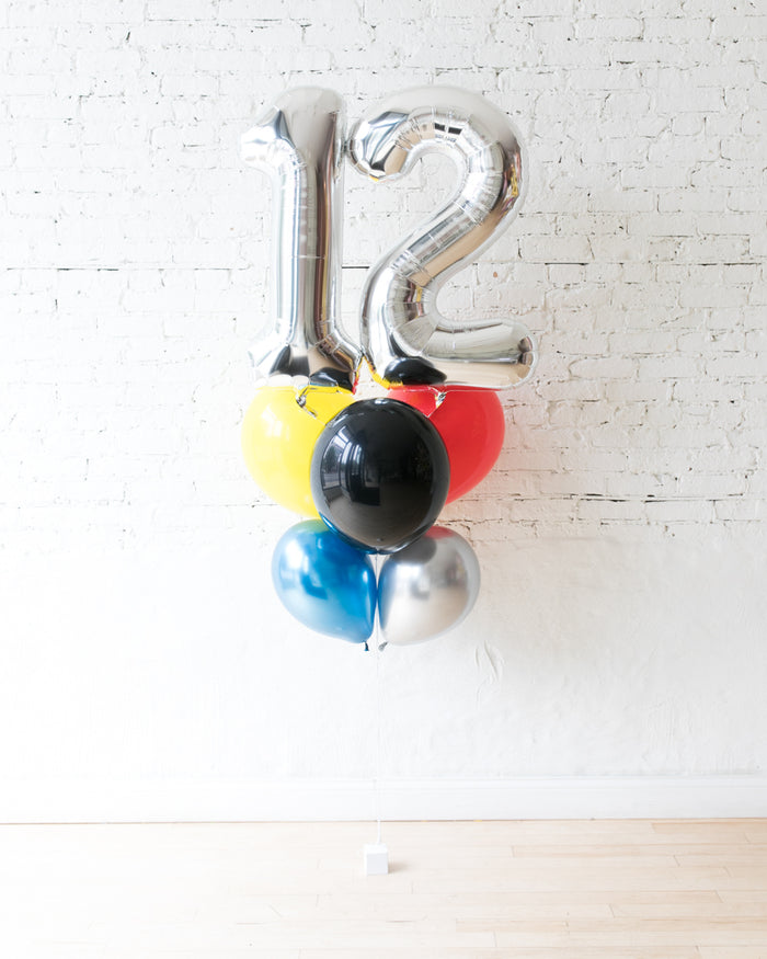 Superhero Theme - Double Digit Foil and Latex Balloon - bouquet of 8