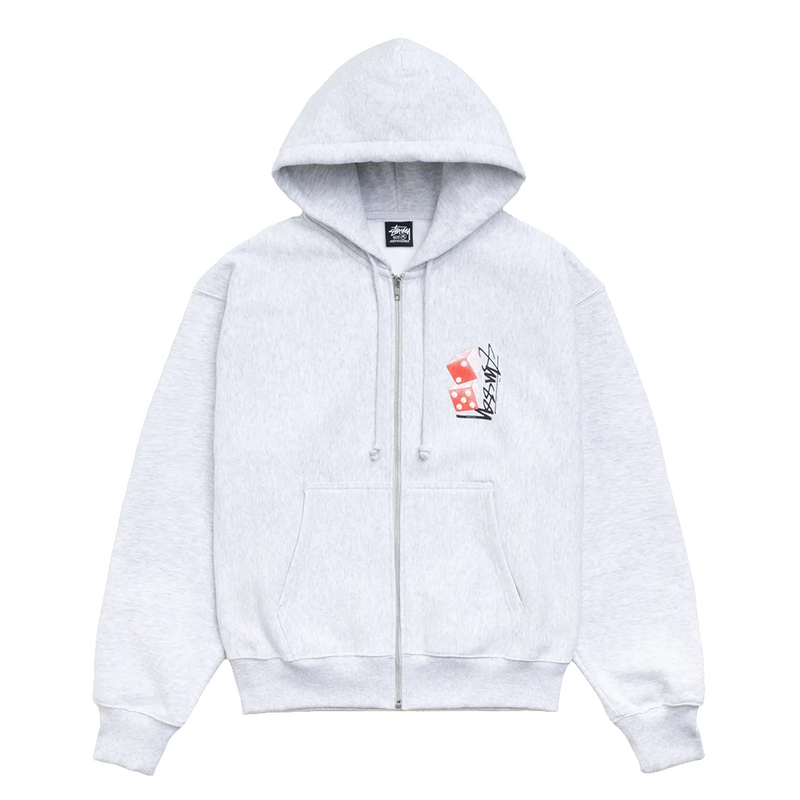 TALL DICE ZIP HOODIE ASH HEATHER