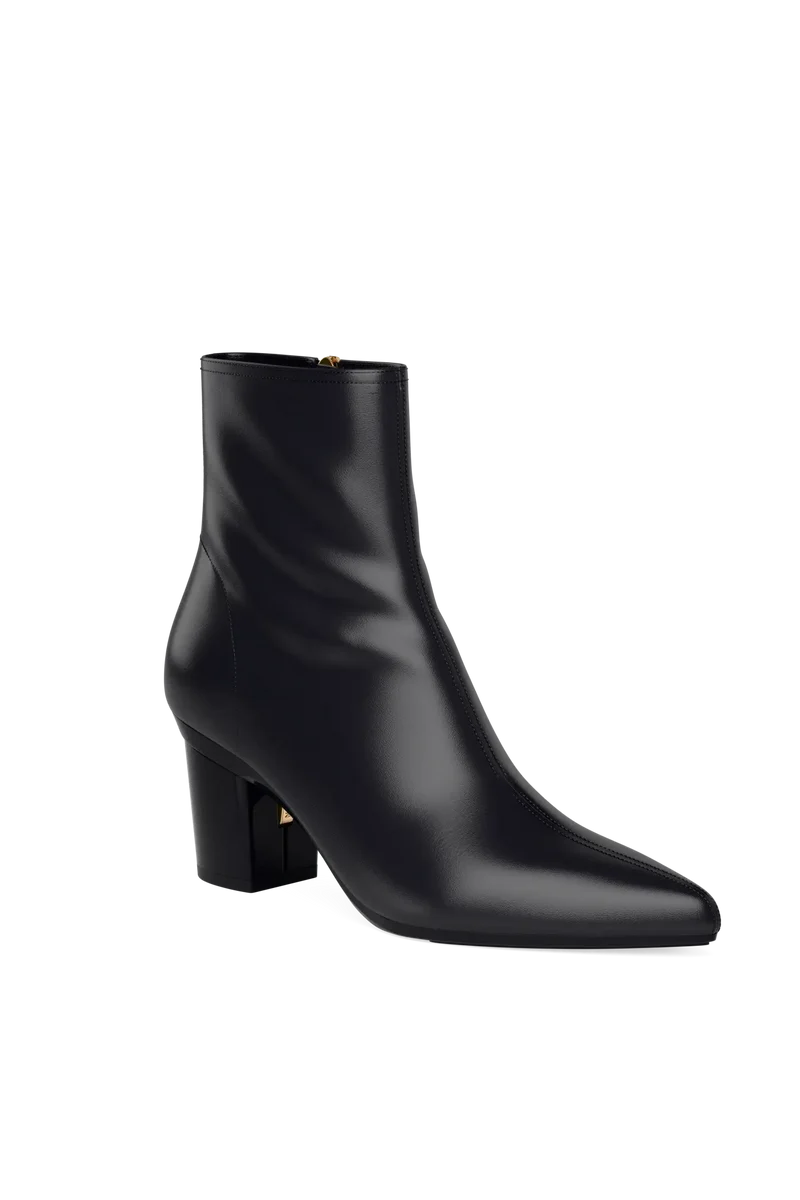 The Bootie - Coal Stretch Leather 3 Block