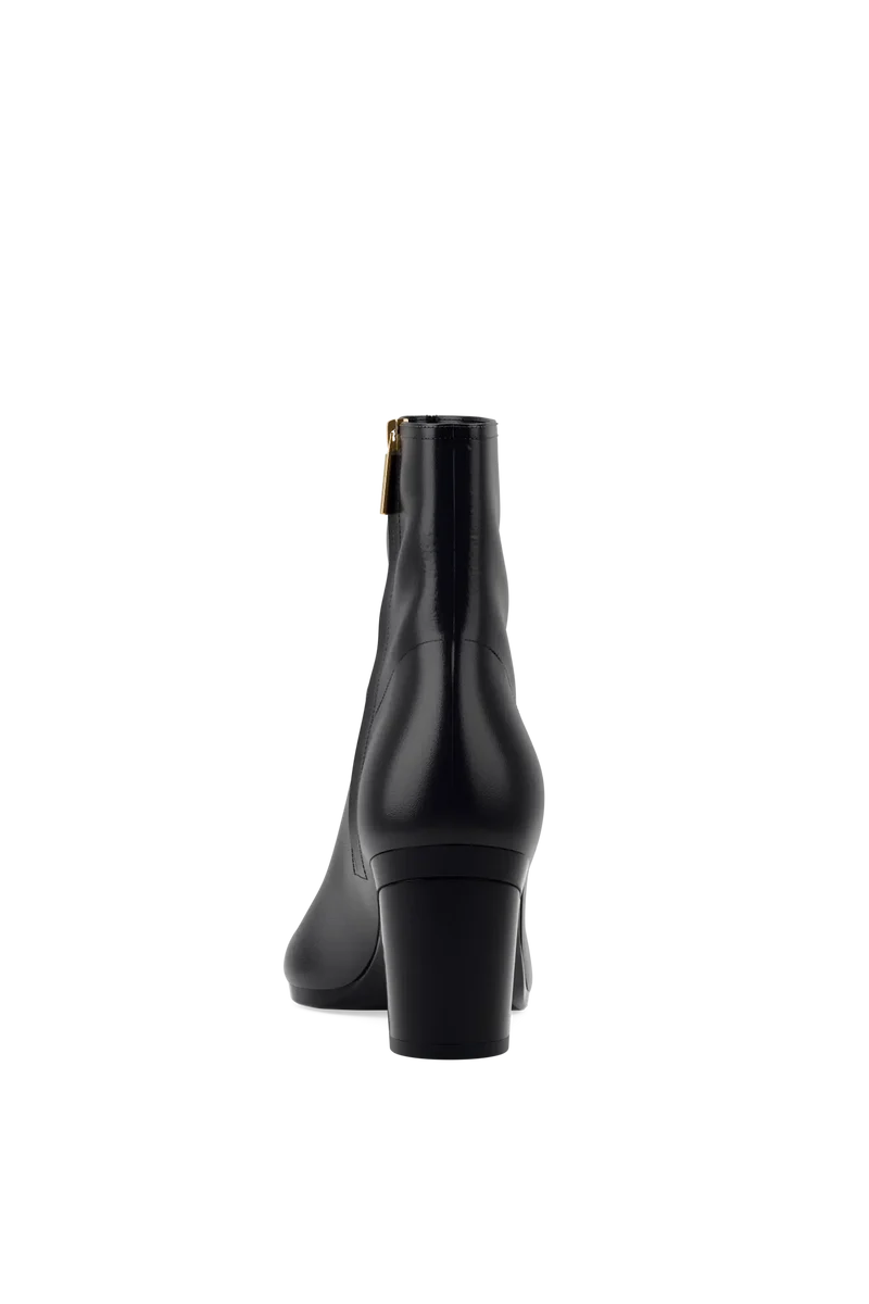The Bootie - Coal Stretch Leather 3 Block