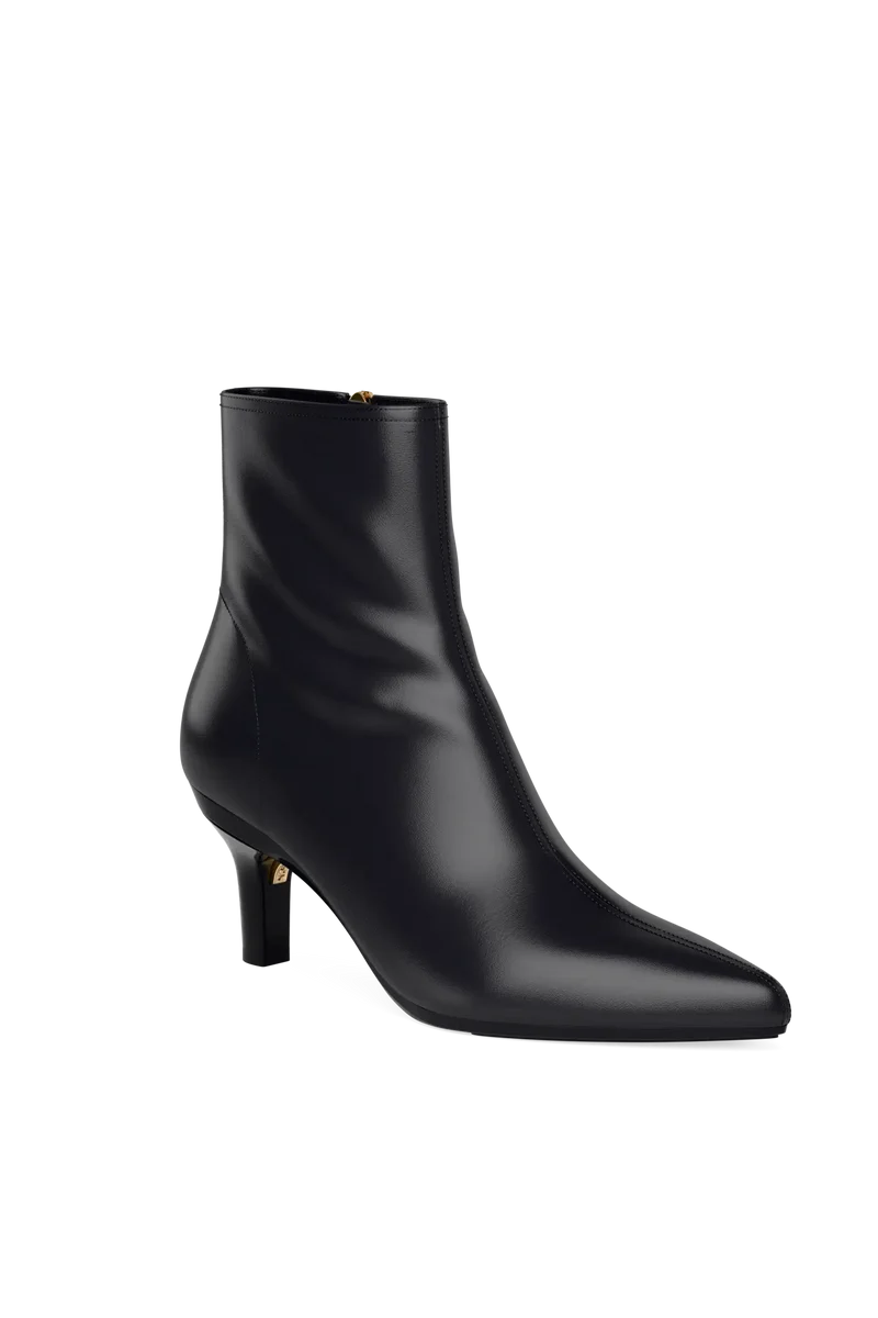 The Bootie - Coal Stretch Leather 3 Stiletto