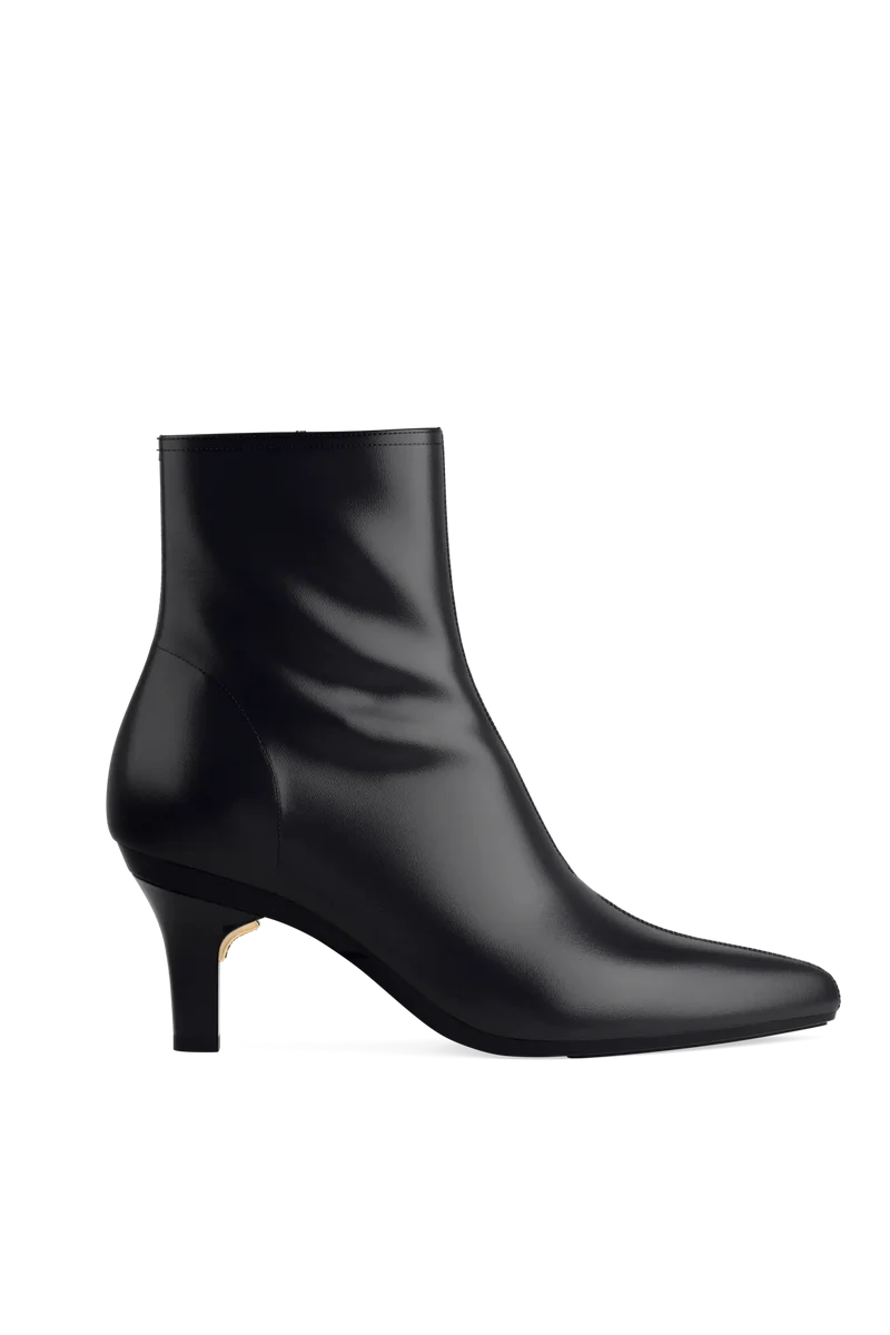 The Bootie - Coal Stretch Leather 3 Stiletto