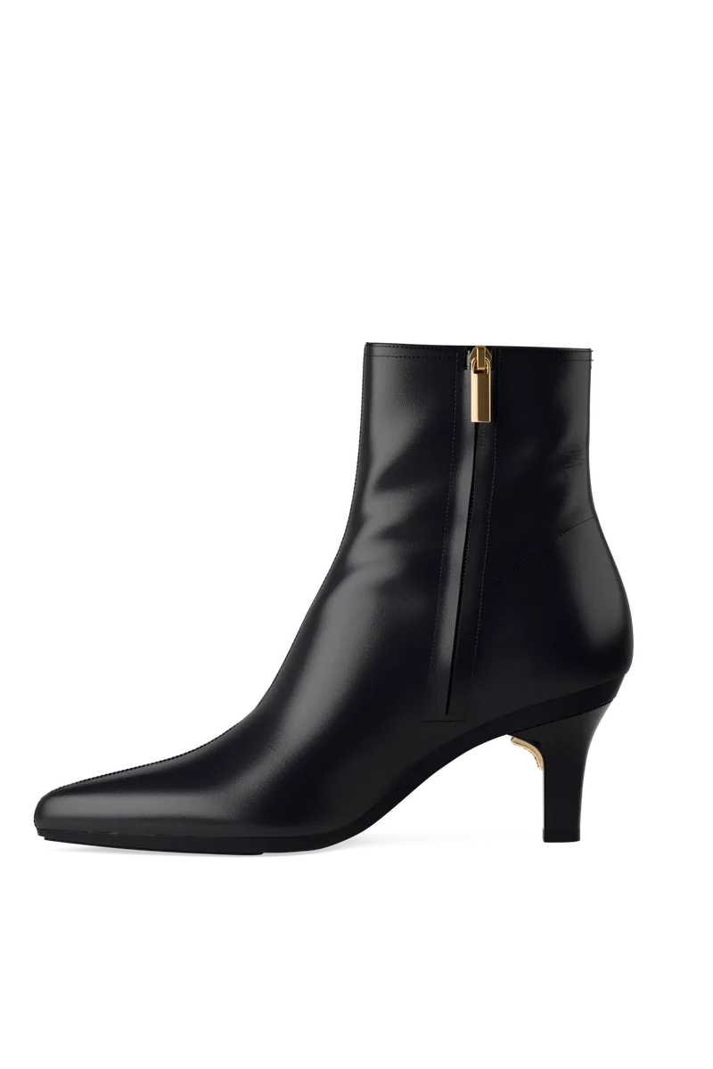 The Bootie - Coal Stretch Leather 3 Stiletto