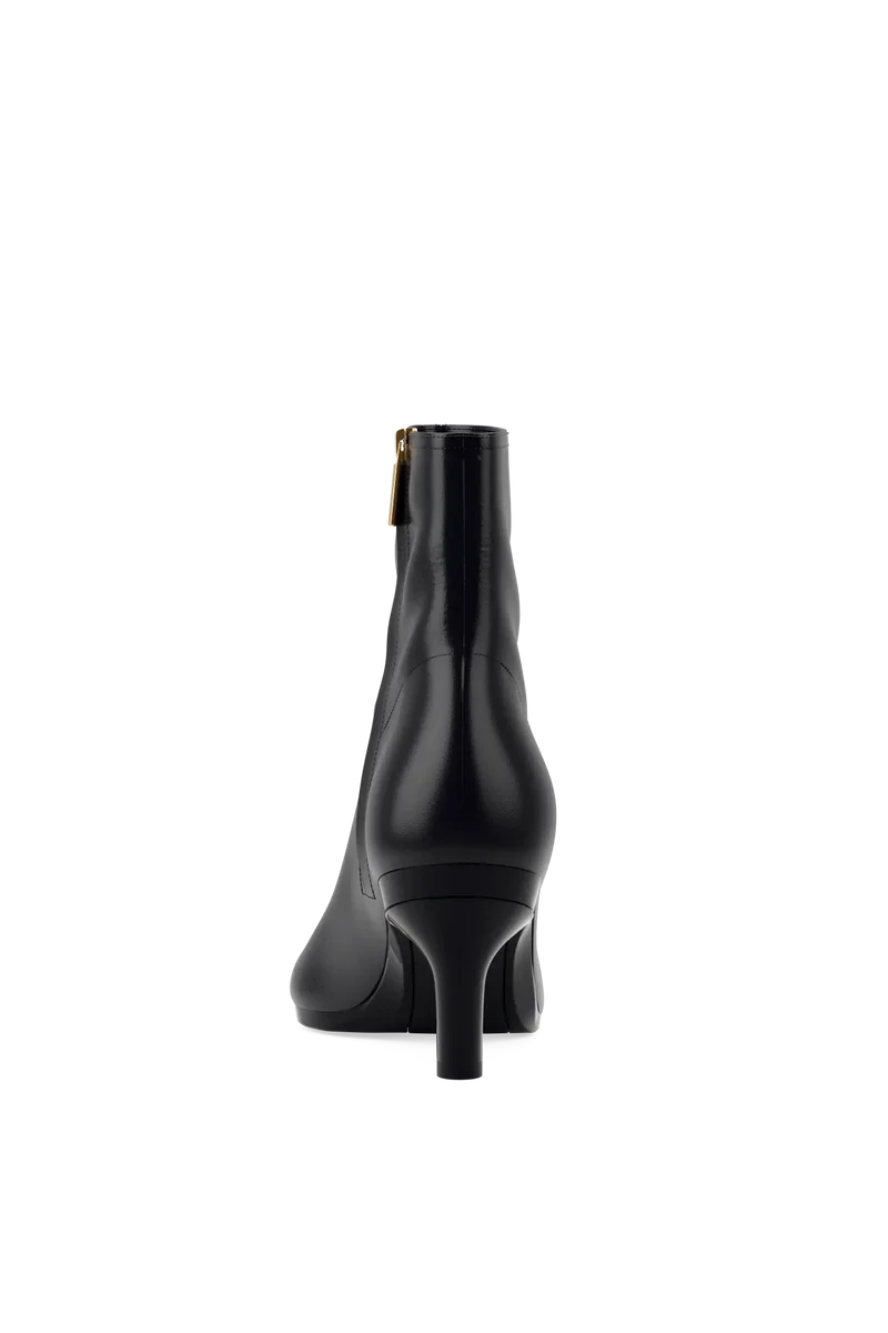 The Bootie - Coal Stretch Leather 3 Stiletto
