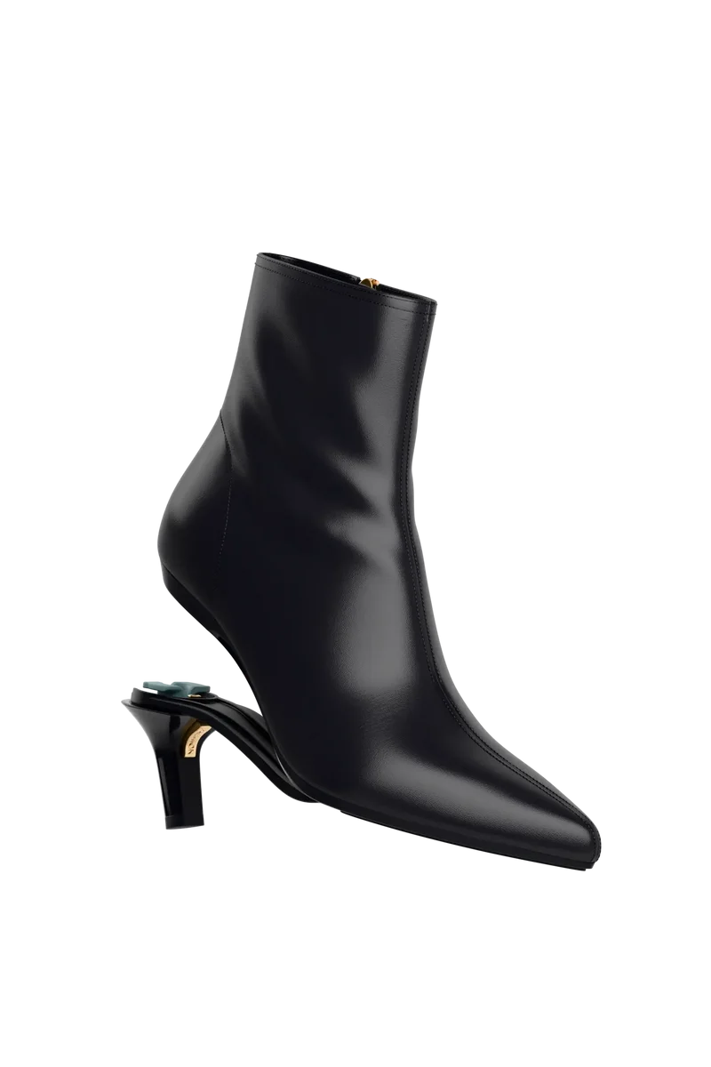 The Bootie - Coal Stretch Leather 3 Stiletto