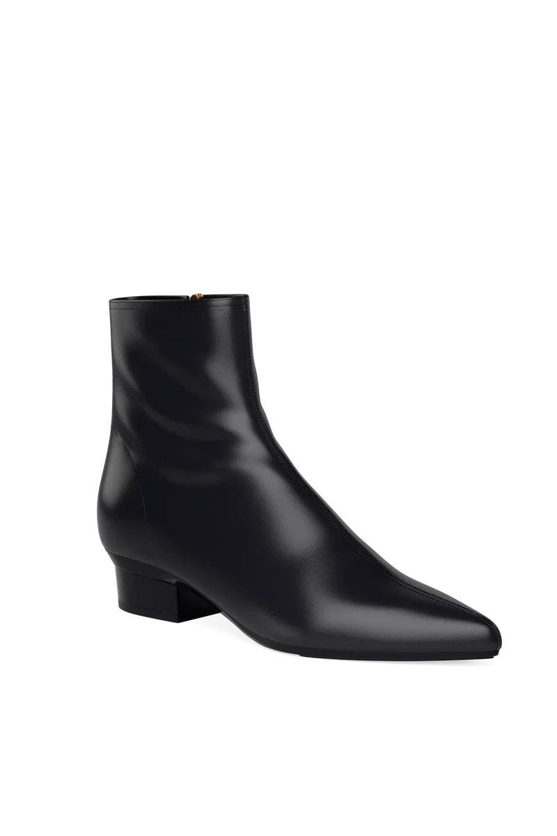 The Bootie - Coal Stretch Leather 4 Block