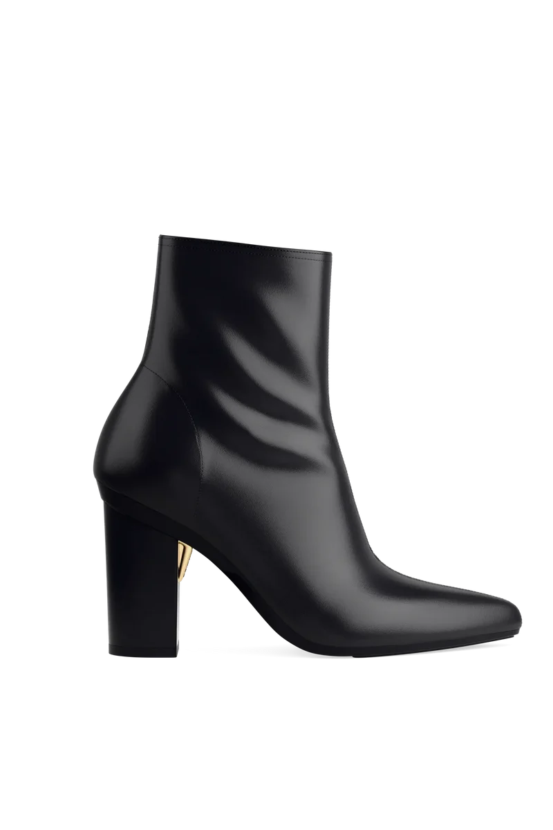 The Bootie - Coal Stretch Leather 4 Block