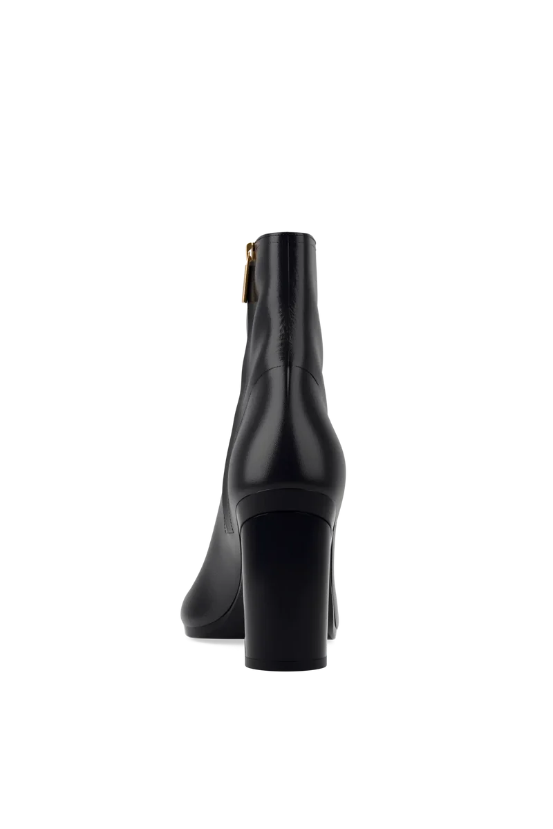 The Bootie - Coal Stretch Leather 4 Block