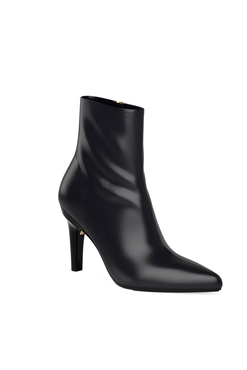 The Bootie - Coal Stretch Leather 4 Stiletto