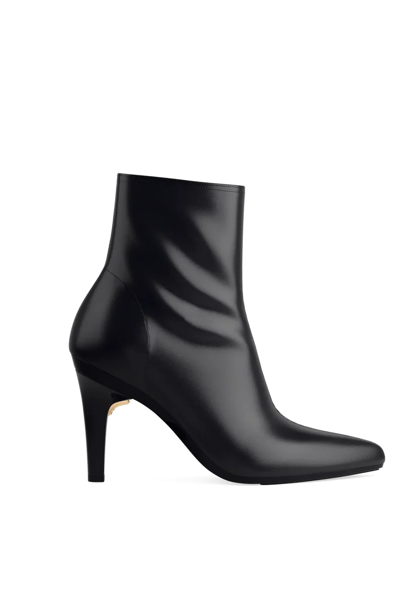 The Bootie - Coal Stretch Leather 4 Stiletto