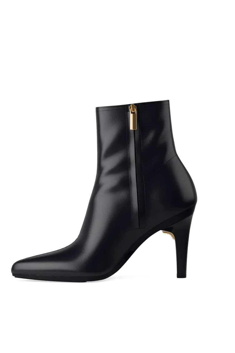 The Bootie - Coal Stretch Leather 4 Stiletto