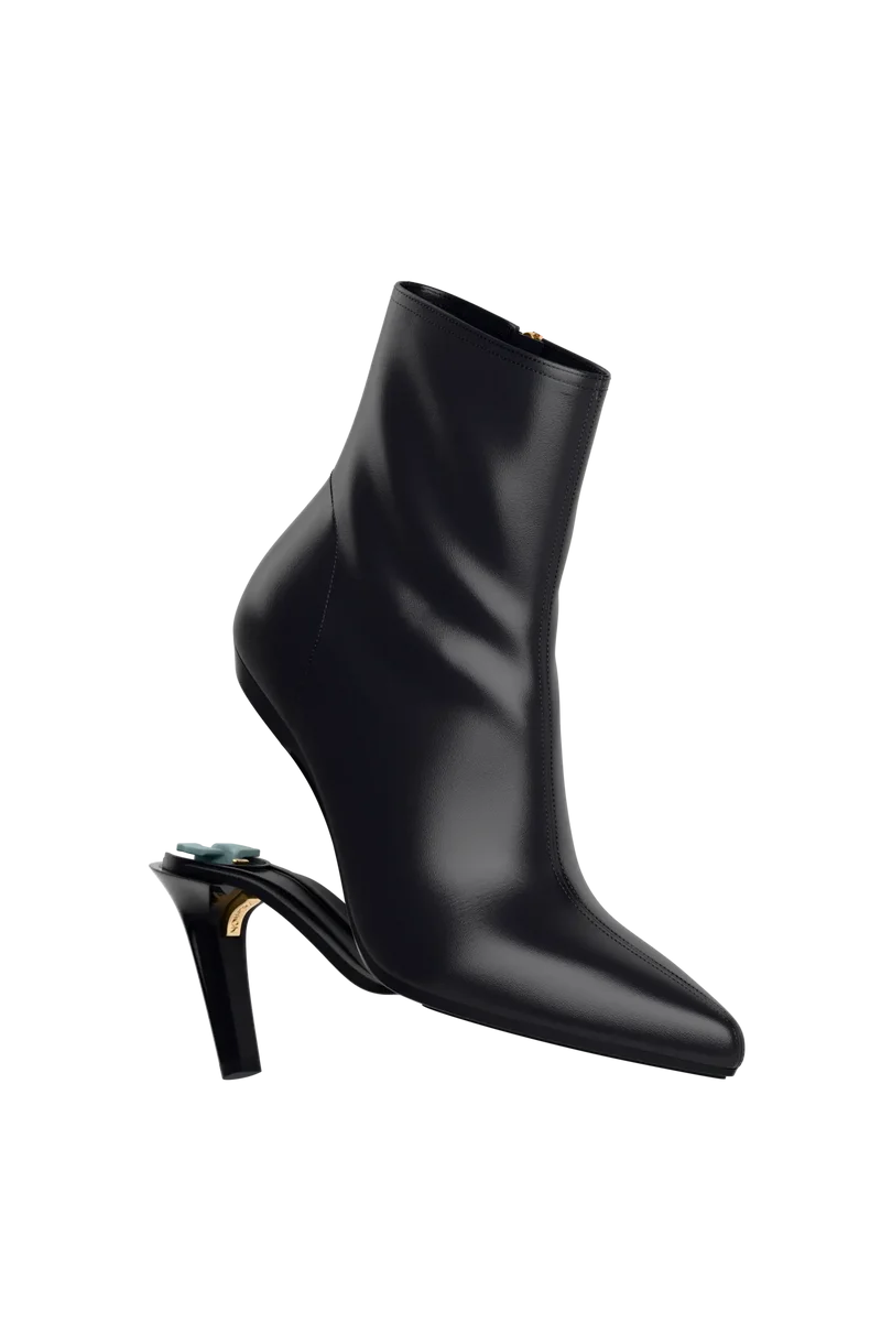 The Bootie - Coal Stretch Leather 4 Stiletto