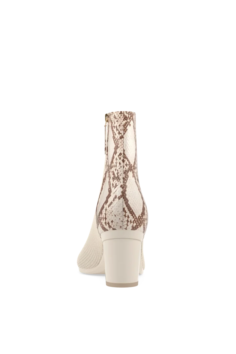 The Bootie - Ivory Snakeskin & Knit 3 Block - Final Sale
