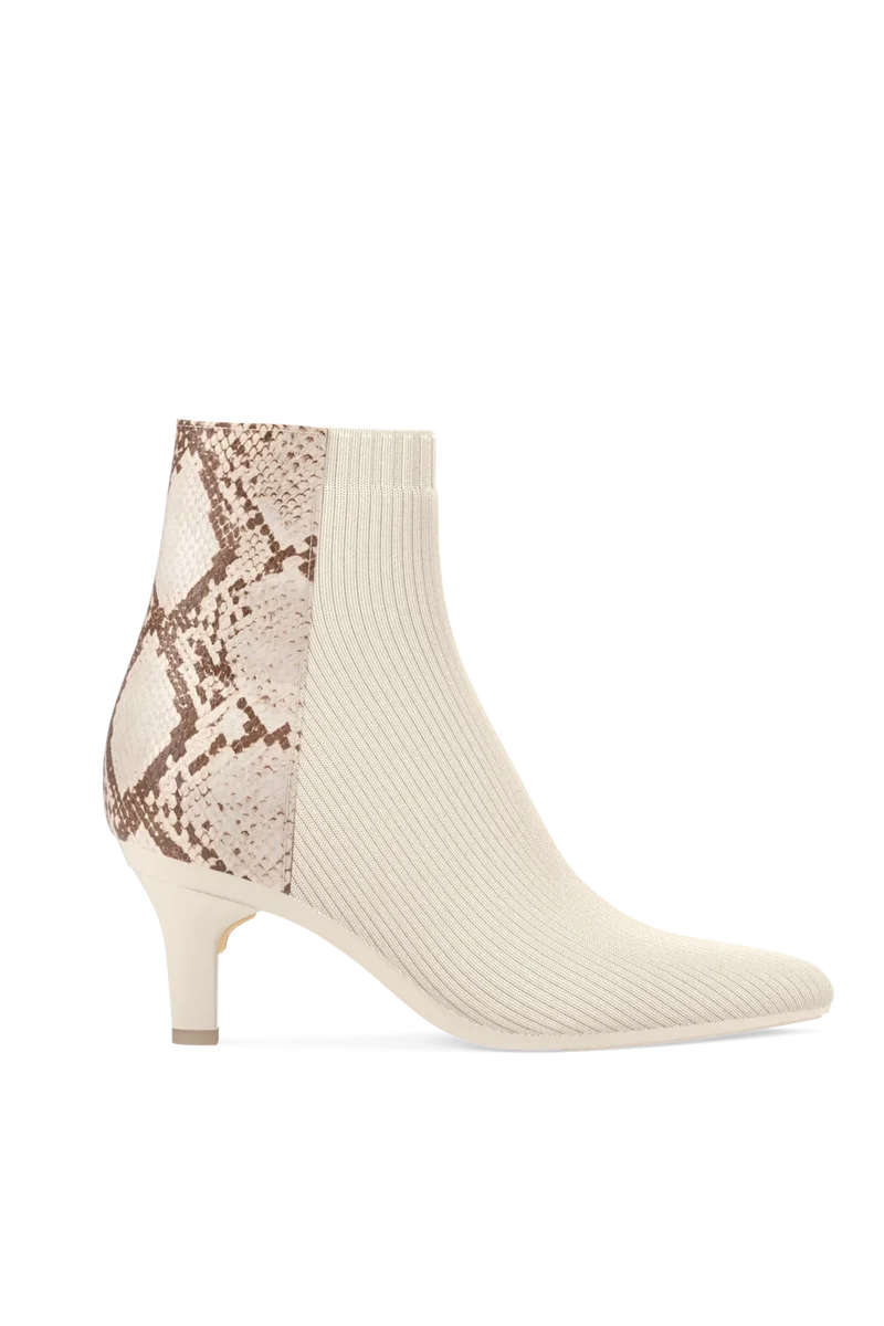 The Bootie - Ivory Snakeskin & Knit 3 Stiletto - Final Sale