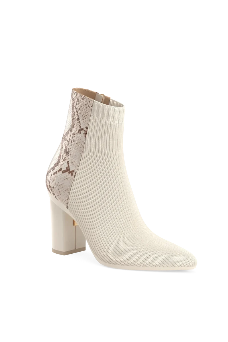 The Bootie - Ivory Snakeskin & Knit 4 Block - Final Sale