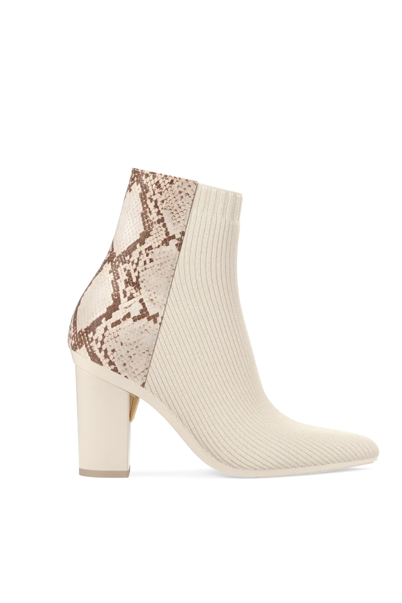 The Bootie - Ivory Snakeskin & Knit 4 Block - Final Sale