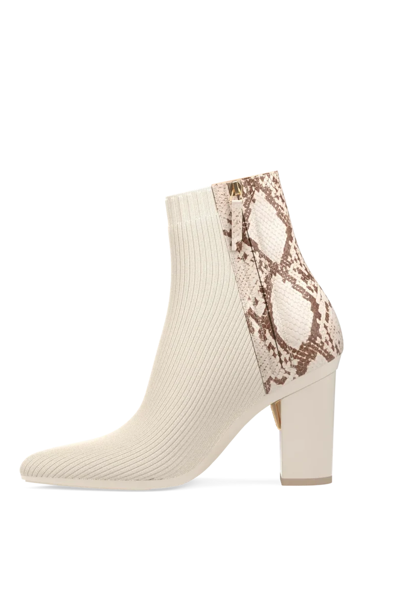 The Bootie - Ivory Snakeskin & Knit 4 Block - Final Sale