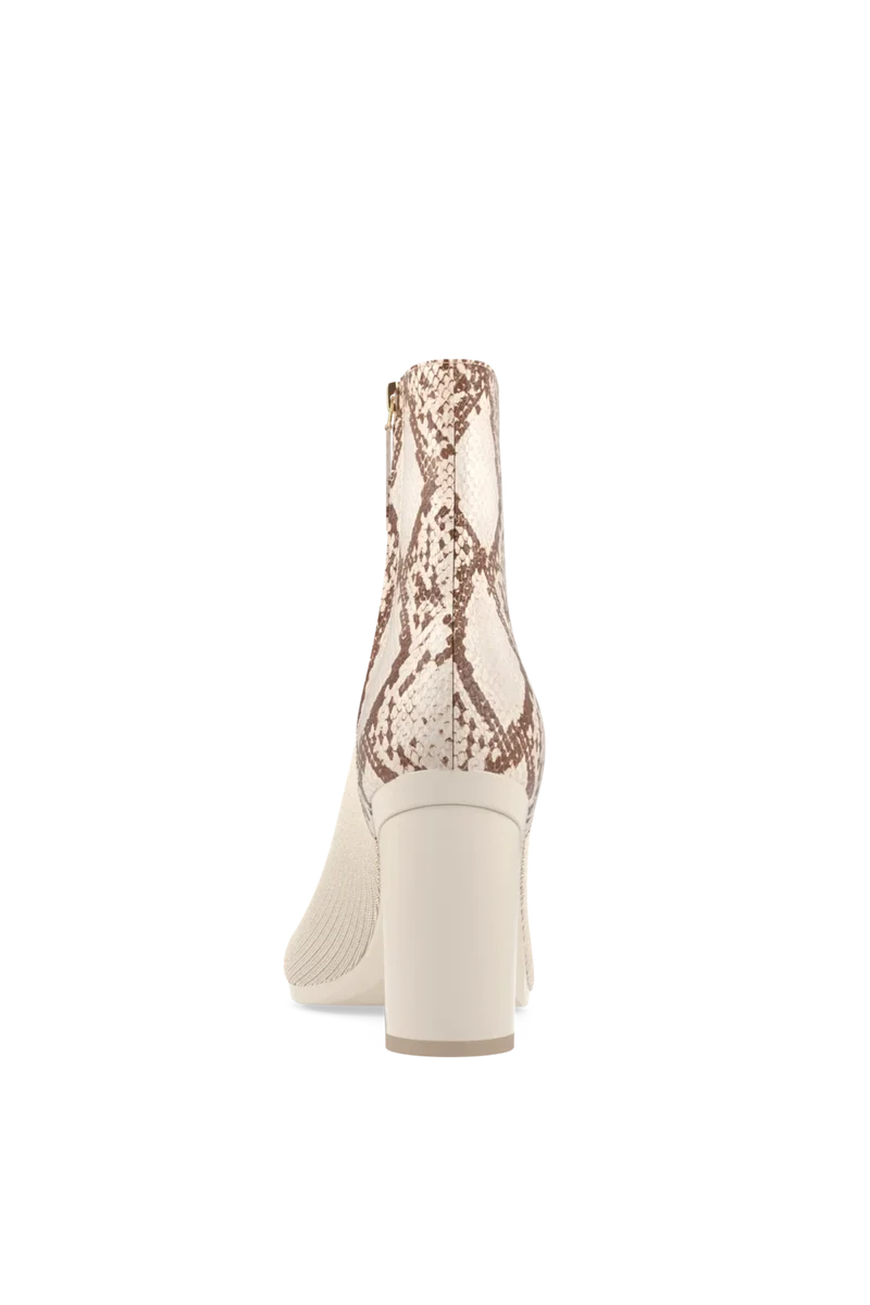 The Bootie - Ivory Snakeskin & Knit 4 Block - Final Sale
