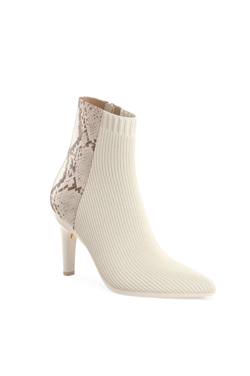 The Bootie - Ivory Snakeskin & Knit 4 Stiletto - Final Sale