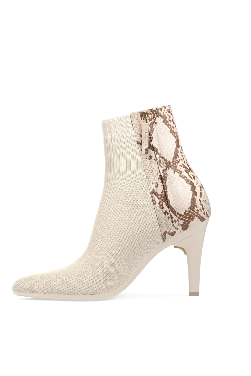 The Bootie - Ivory Snakeskin & Knit 4 Stiletto - Final Sale