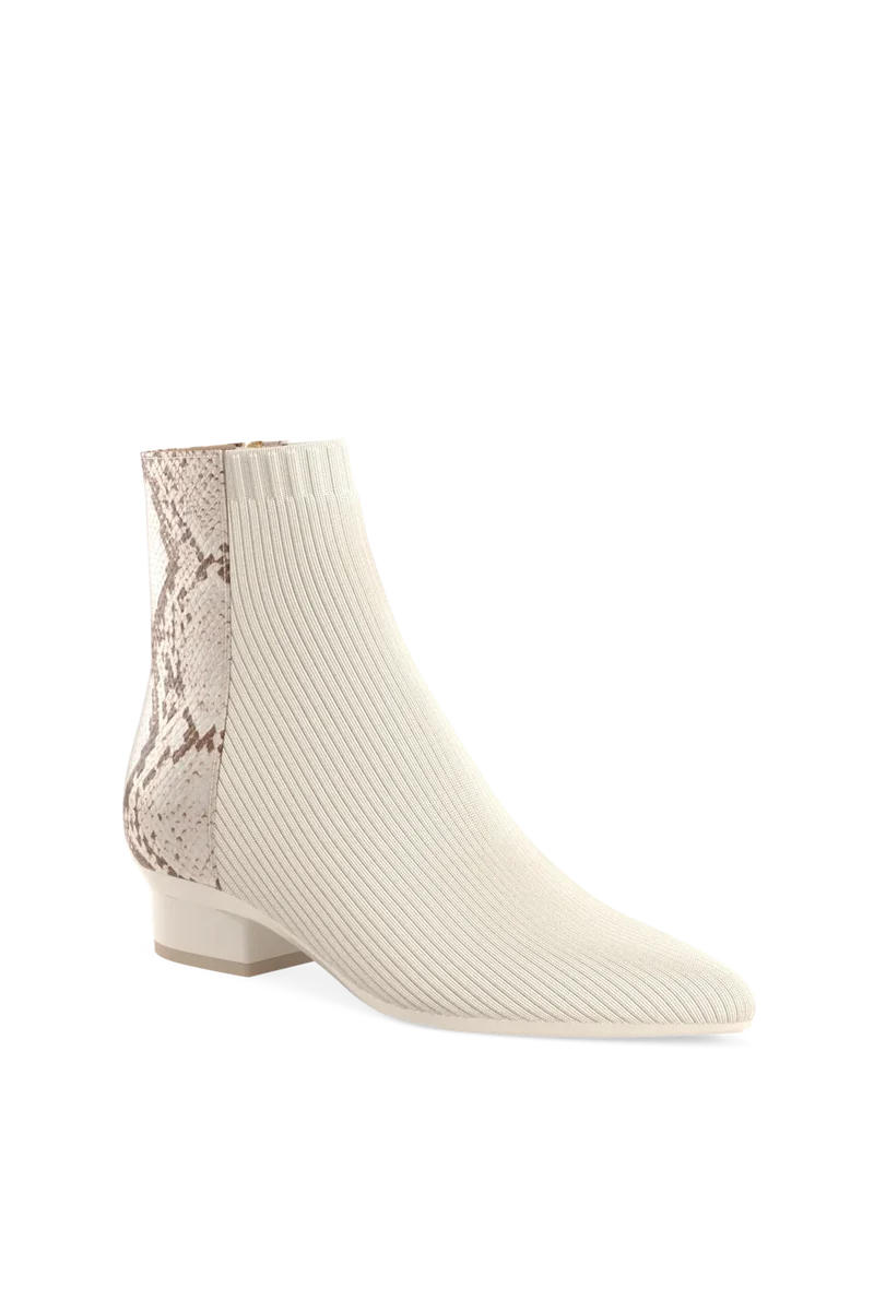 The Bootie - Ivory Snakeskin & Knit - Final Sale
