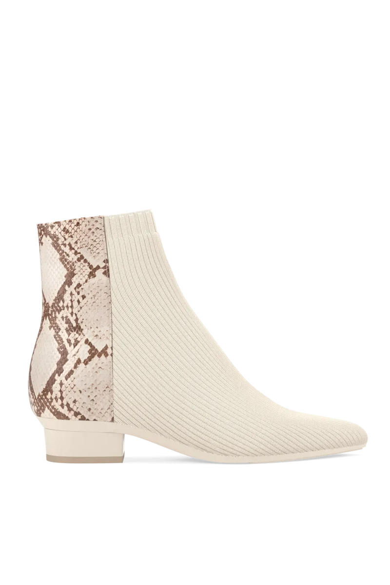 The Bootie - Ivory Snakeskin & Knit - Final Sale