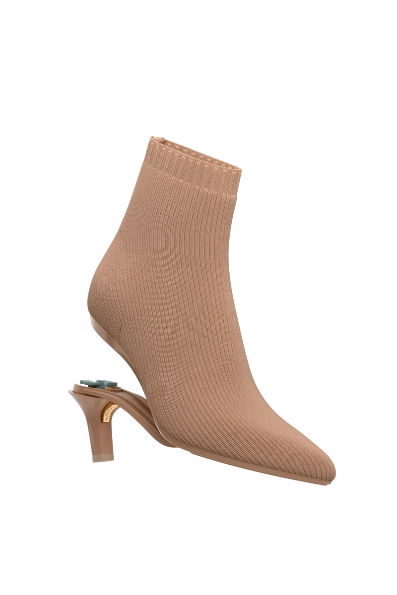 The Bootie - Latte Knit 3 Stiletto