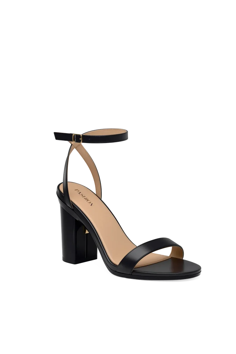 The Brenna - Coal Leather + Block Heel Kit 4 Coal