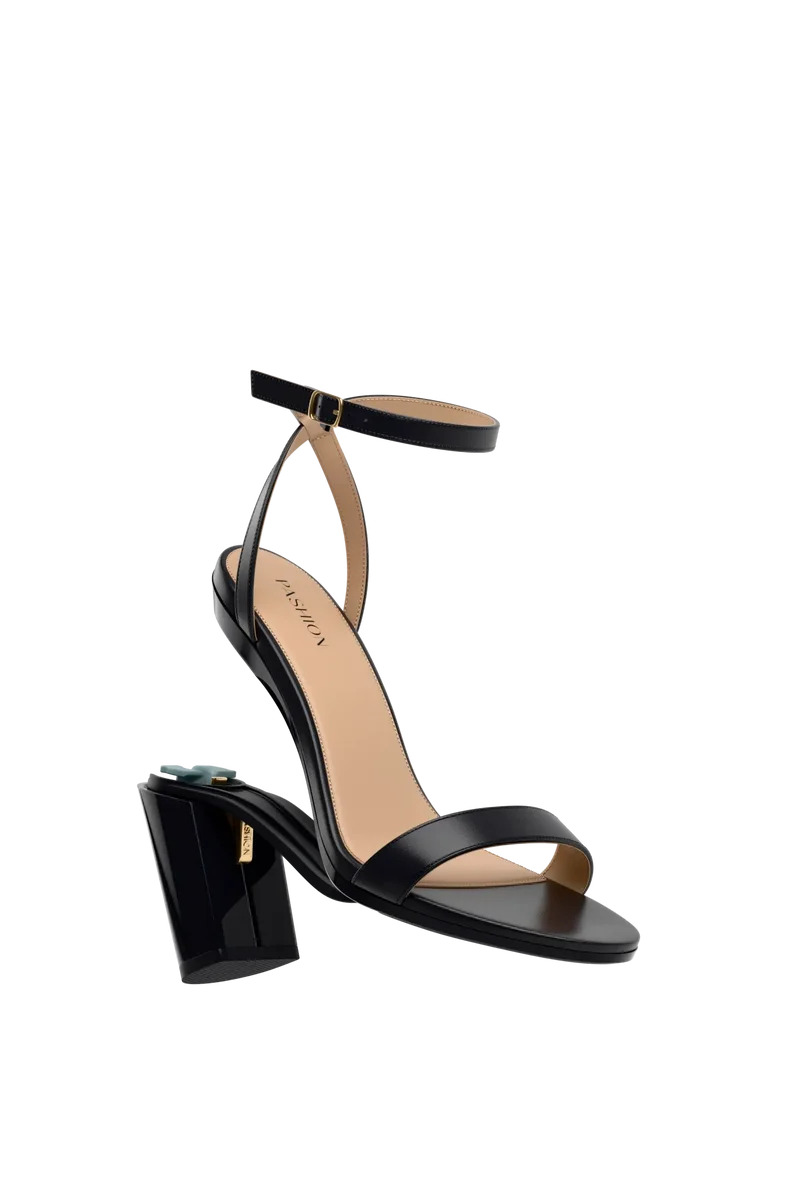 The Brenna - Coal Leather + Block Heel Kit 4 Coal