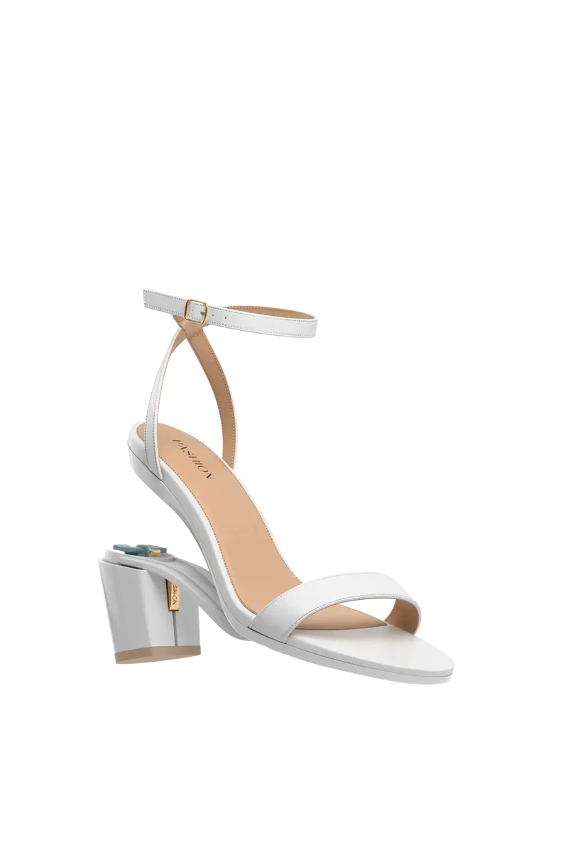 The Brenna - White Leather + Block Heel Kit 3 White