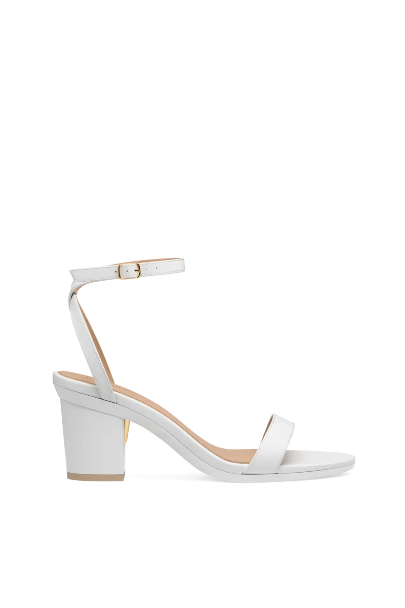 The Brenna - White Leather + Block Heel Kit 3 White
