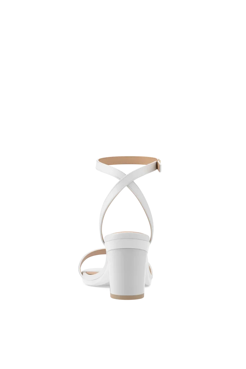 The Brenna - White Leather + Block Heel Kit 3 White