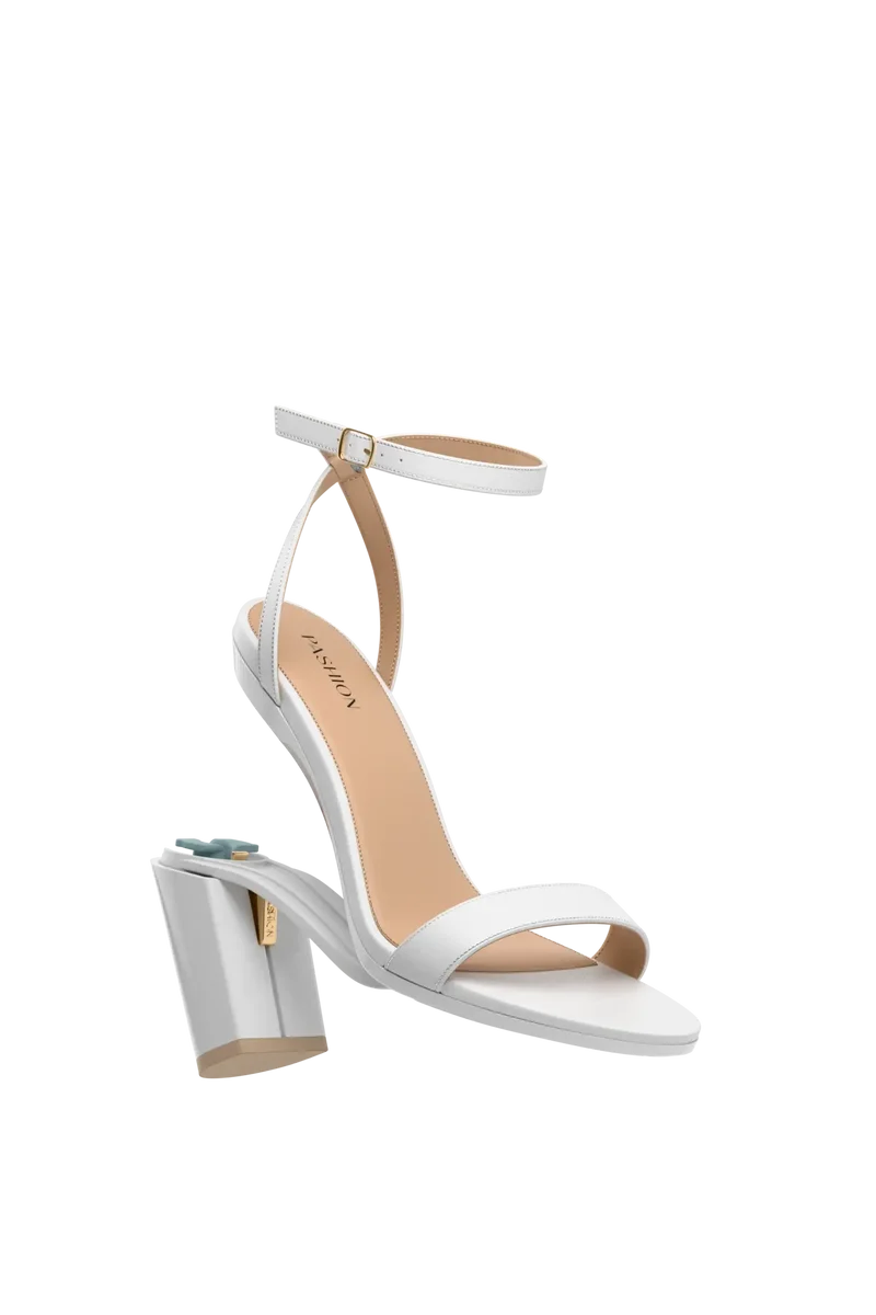 The Brenna - White Leather + Block Heel Kit 4 White