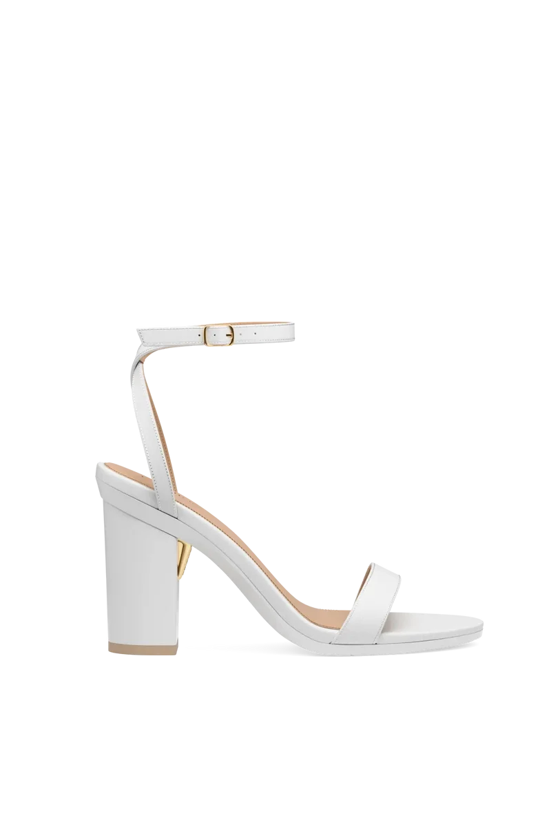 The Brenna - White Leather + Block Heel Kit 4 White