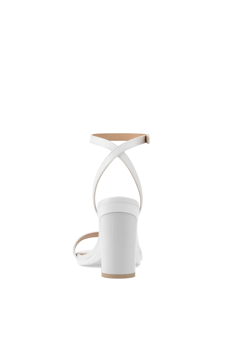 The Brenna - White Leather + Block Heel Kit 4 White