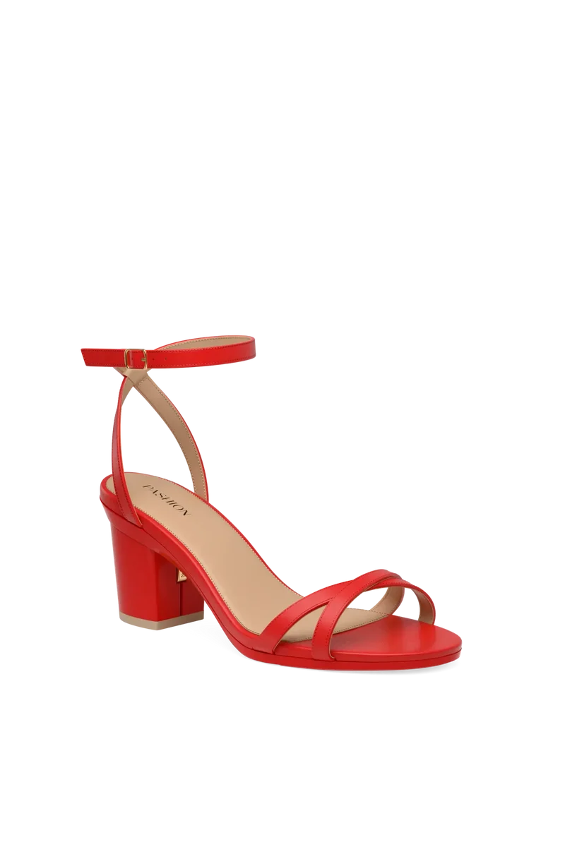 The Brynn - Cherry Red Leather 3 Block